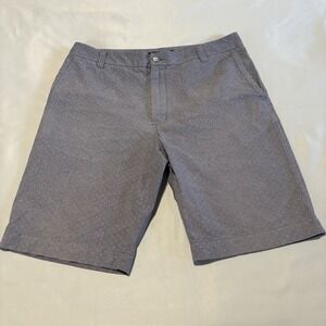 Kenneth Cole Reaction Chino Shorts Mens 32 Blue Polka Dot Flat Front Retro Faded